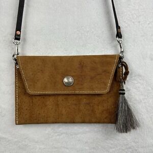 Leather Brown Flap Snap Crossbody Bag Small Tassel EUC!